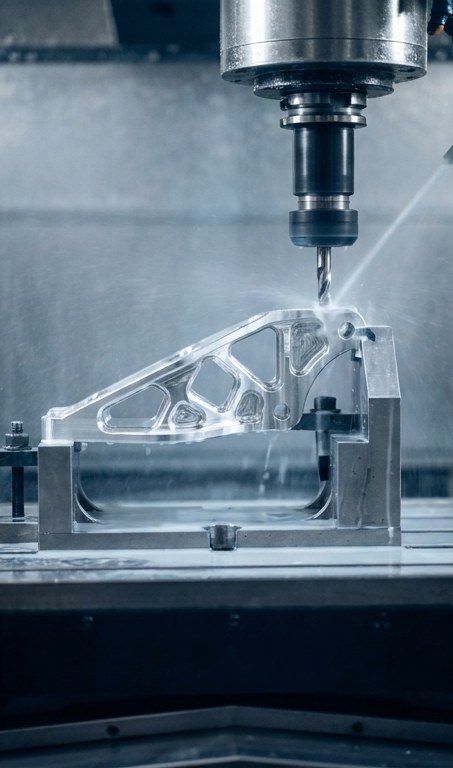 Beş eksenli CNC tezgâhında işlenen havacılık braketi (temsilî görsel)